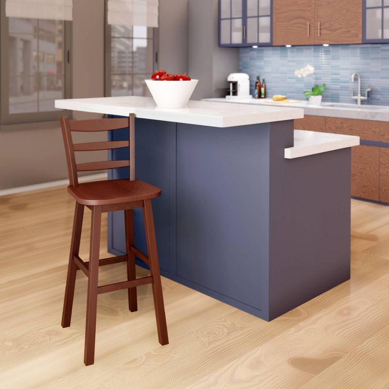 Scalera Ladder Back Swivel Seat Barstool Walnut - Winsome