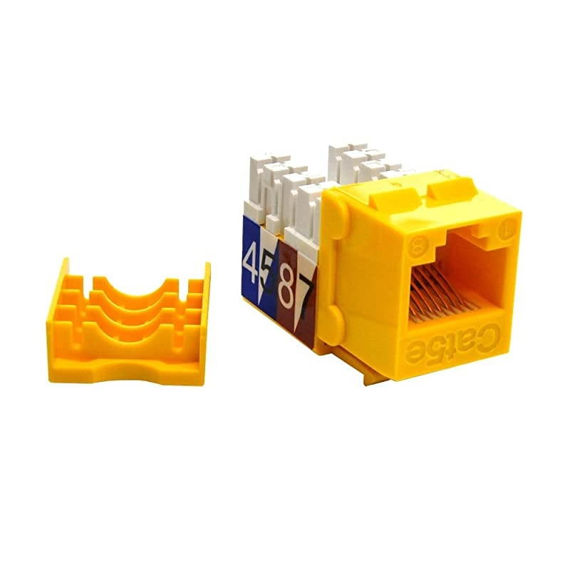 Cat5E RJ45 110 Type Keystone Jack 5Pack Yellow