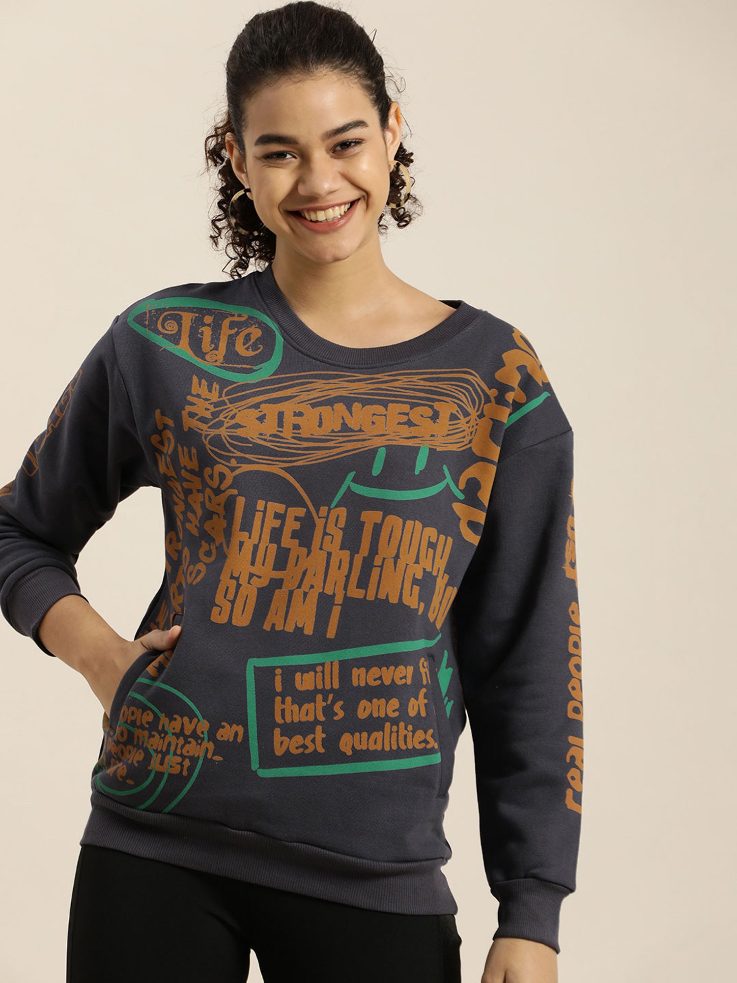 Difference of Opinion Grey Graphic Print Sweatshirt