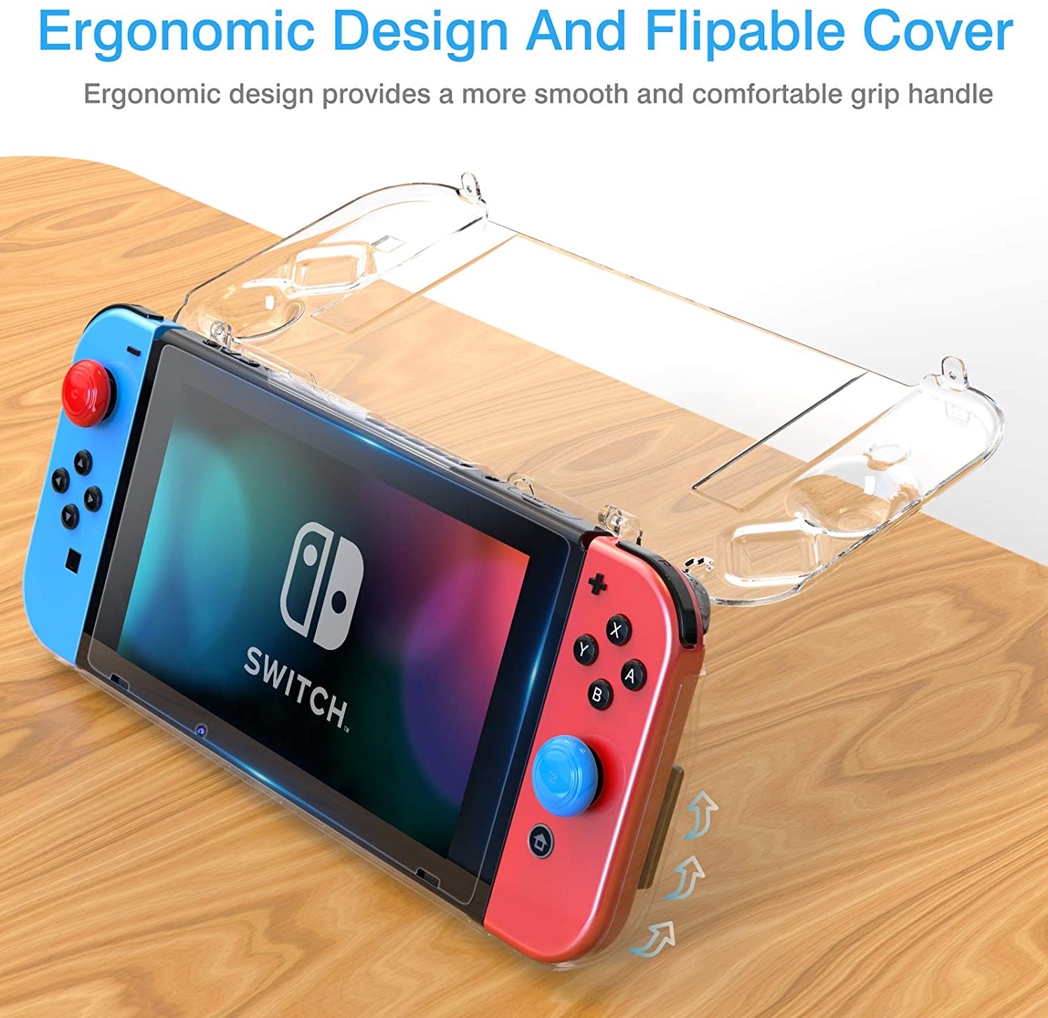 HEYSTOP Case Compatible with Nintendo Switch Dockable Switch Cover Protective Case with Screen Protector and Thumb Stick Caps