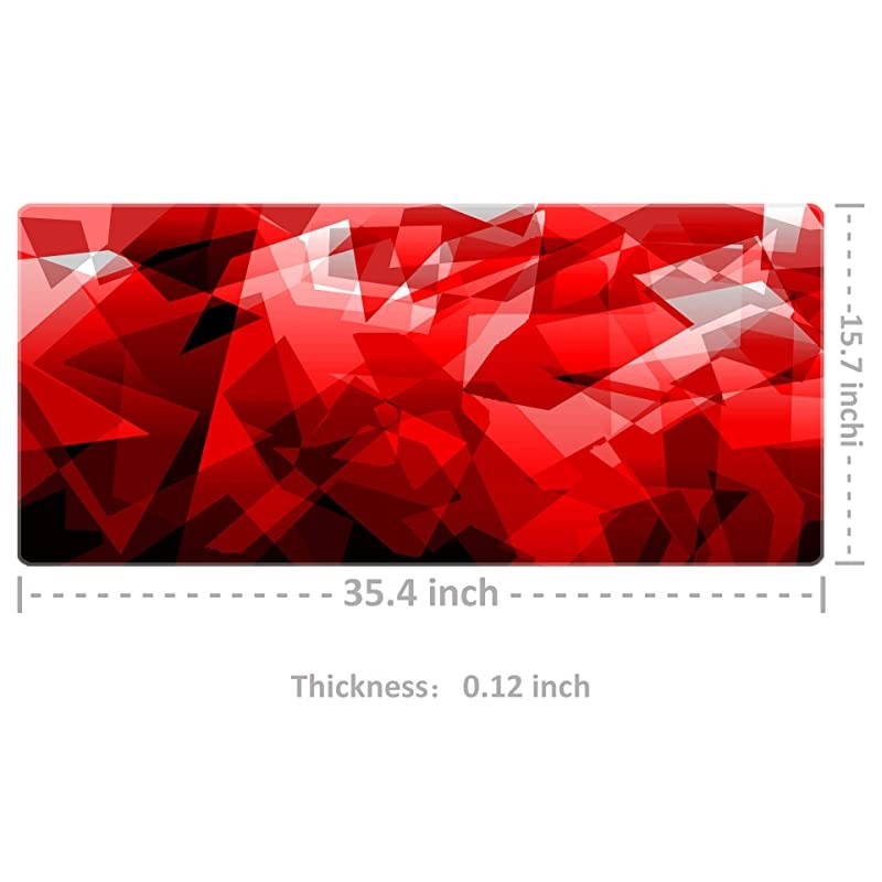 Extended Mouse Pad Large Gaming Mouse Pad 354x157x012 inch Computer Keyboard Mouse Mat NonSlip Mousepad Rubber Base and Stitched Edges for Game Players Office Study Irregular Pattern