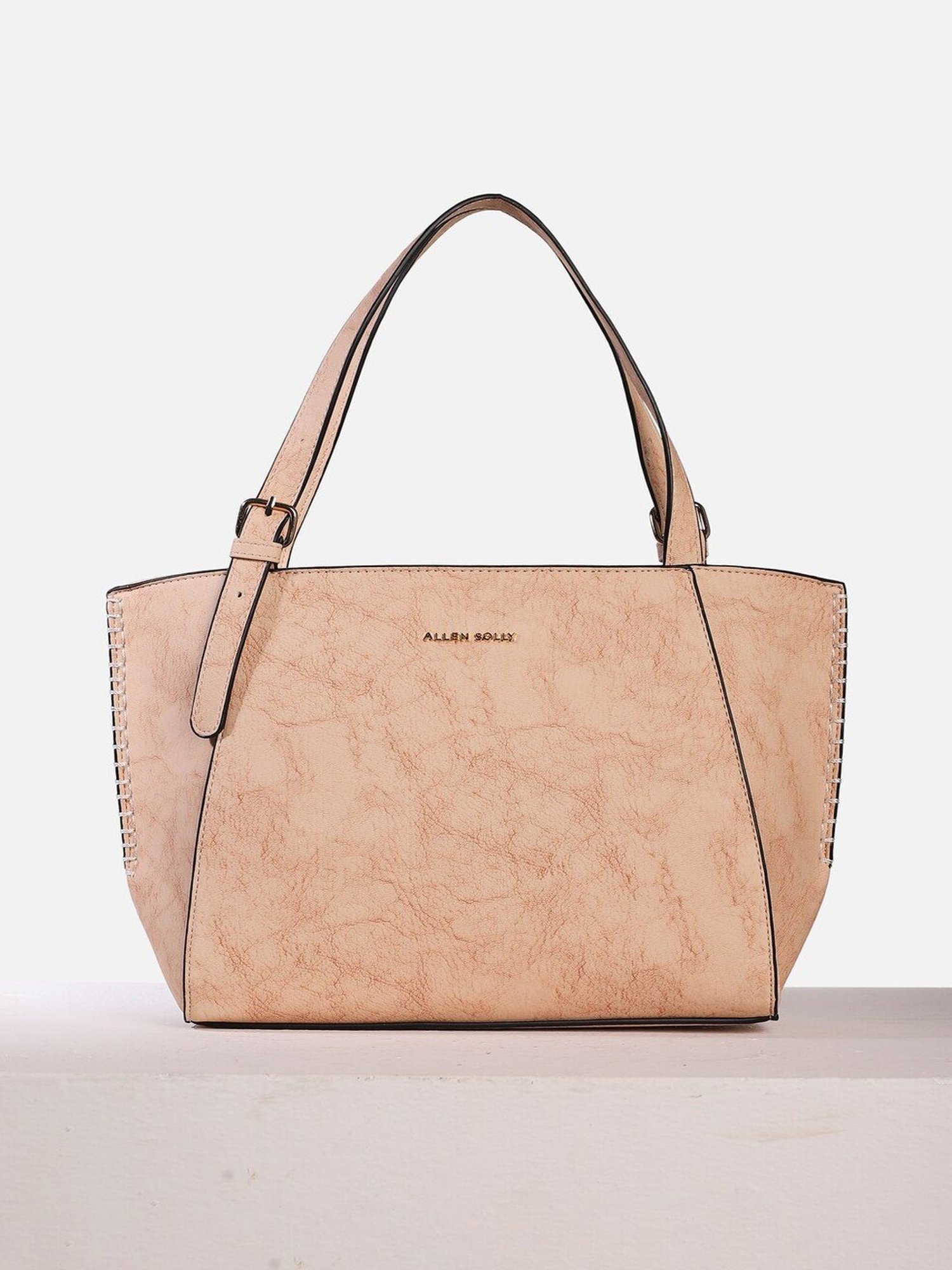 Allen Solly Peach Textured Medium Handbag