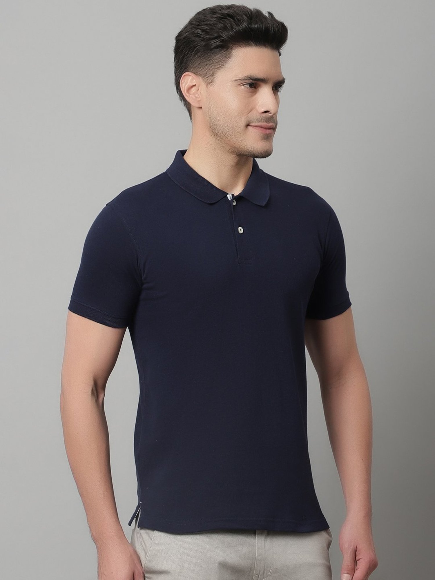 Cantabil Navy Regular Fit Polo T-Shirt