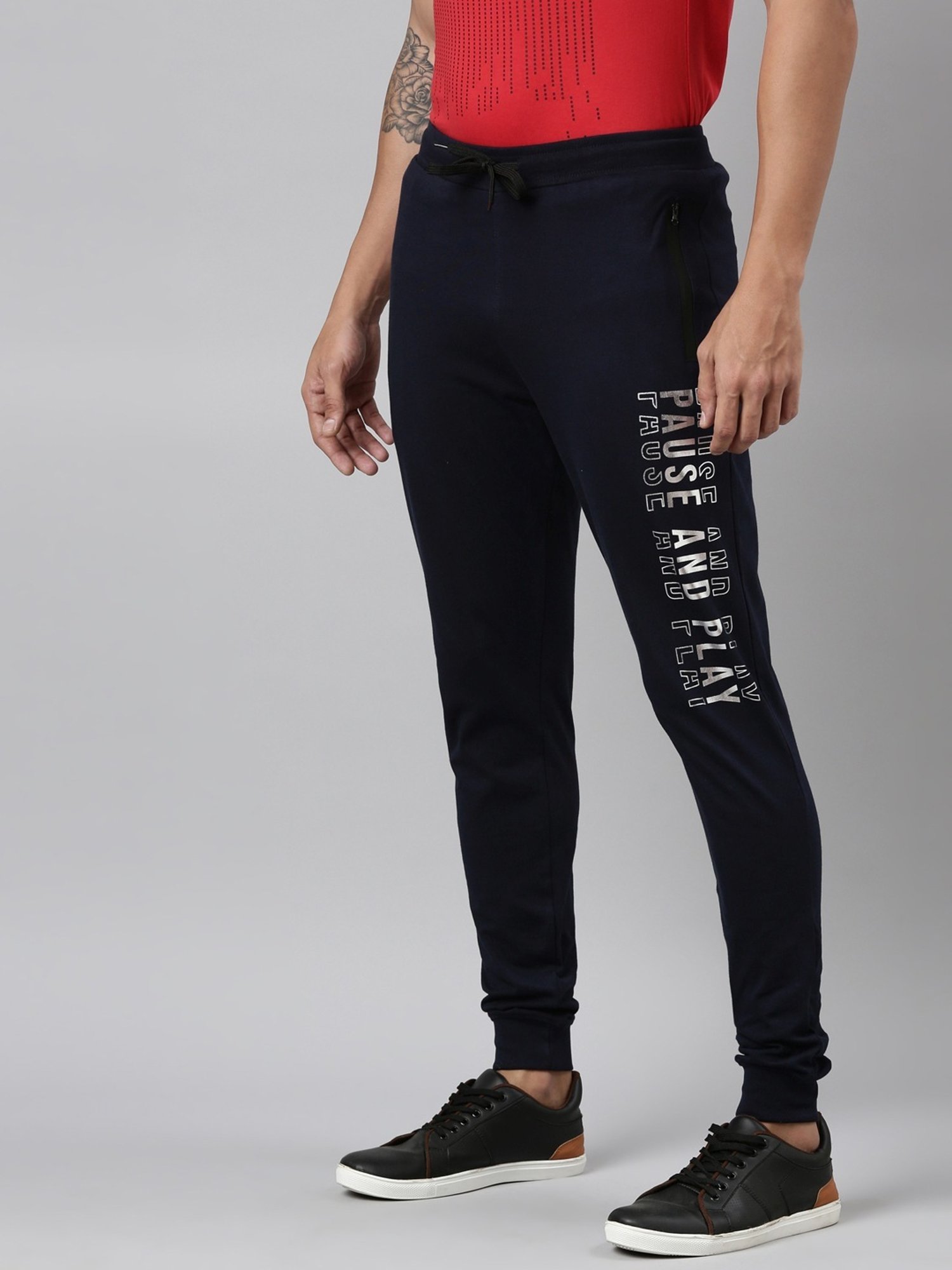Dixcy Scott Maximus Blue Cotton Regular Fit Printed Sports Joggers