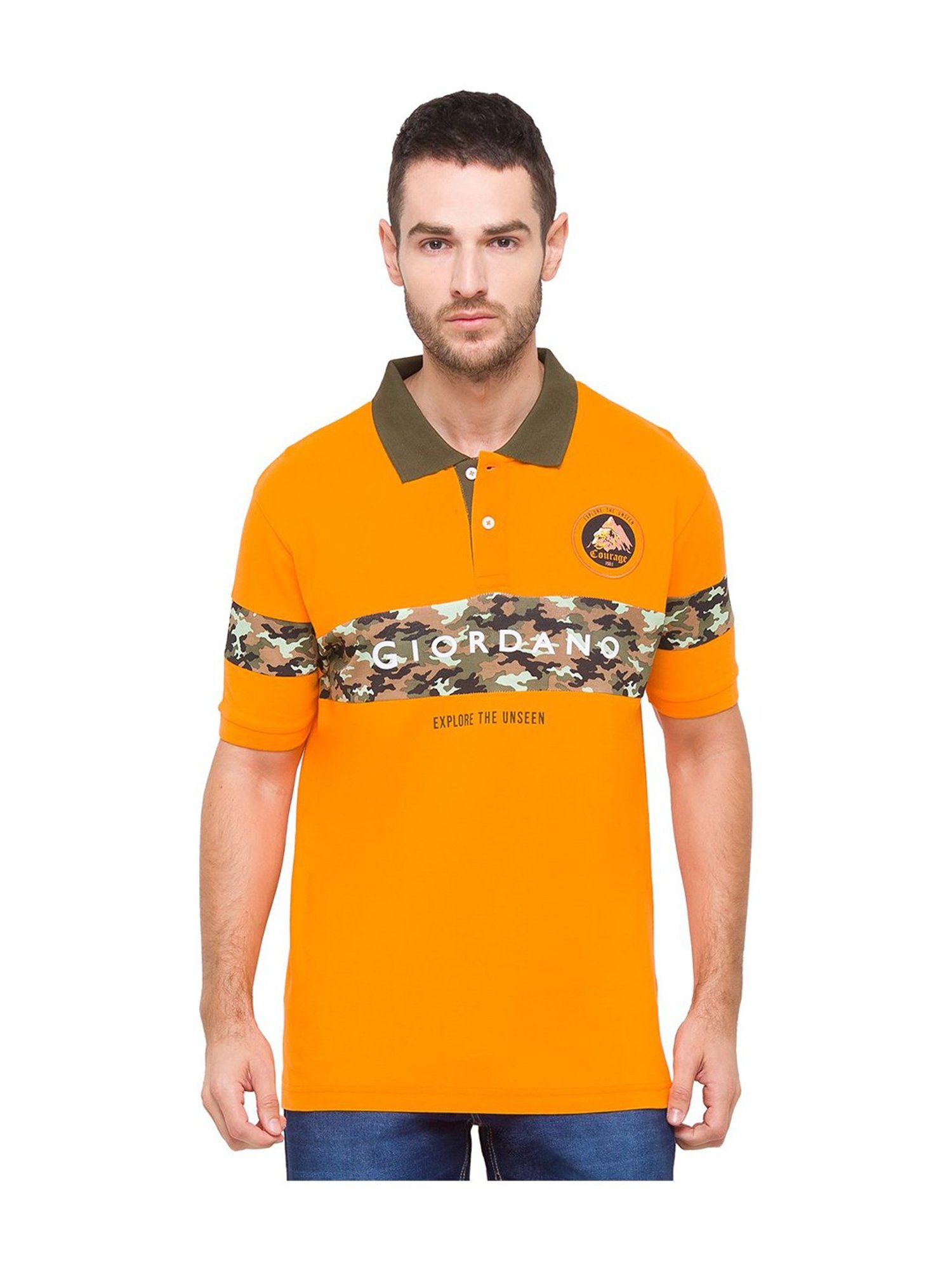 Giordano Orange Slim Fit Polo T-Shirt