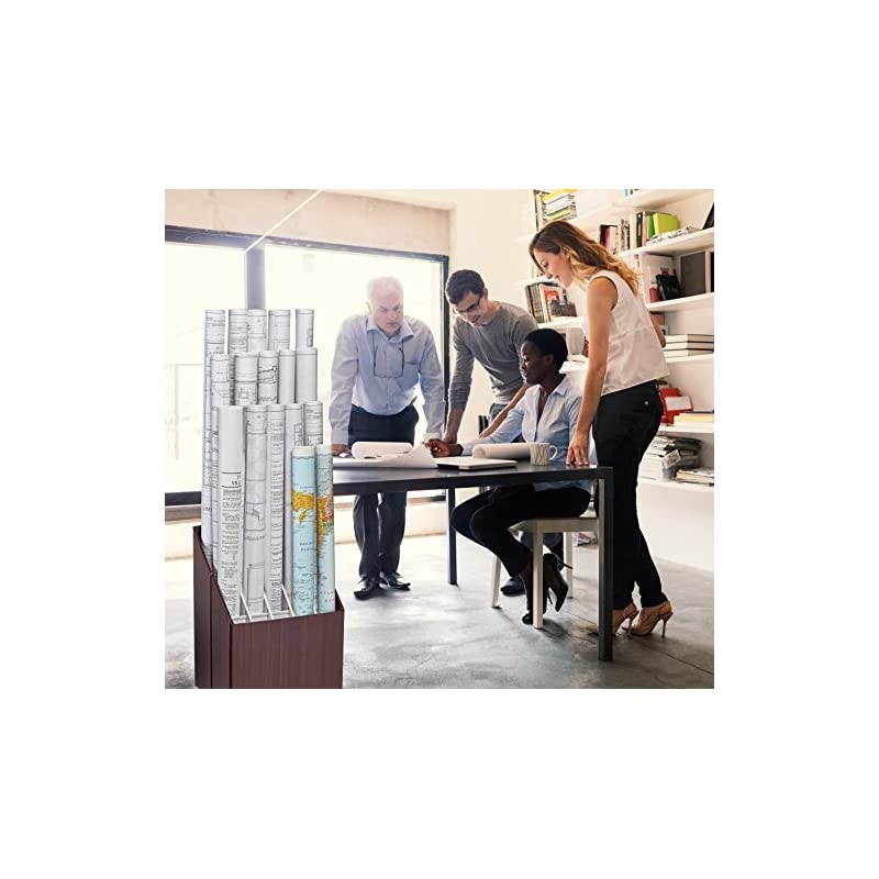 Cardboard Roll File Storage Organizer - Vertical File Sorter - Blueprint, Poster, Plans, Gift Wrap, And Map Holder Station Or Your Choice Of Use-Mahogany(20 Slots)