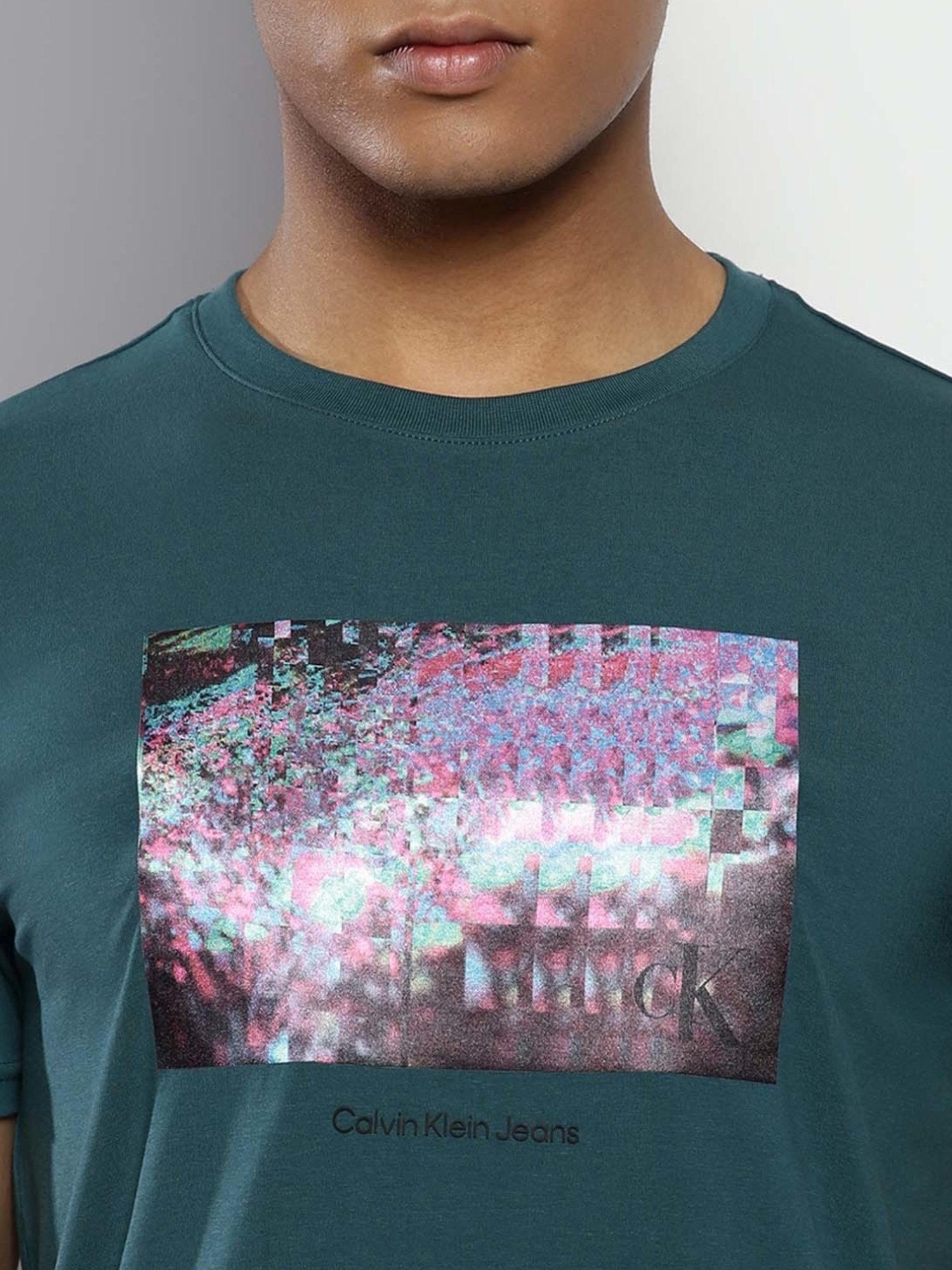 Calvin Klein Atlantic Deep Cotton Slim Fit Printed T-Shirt