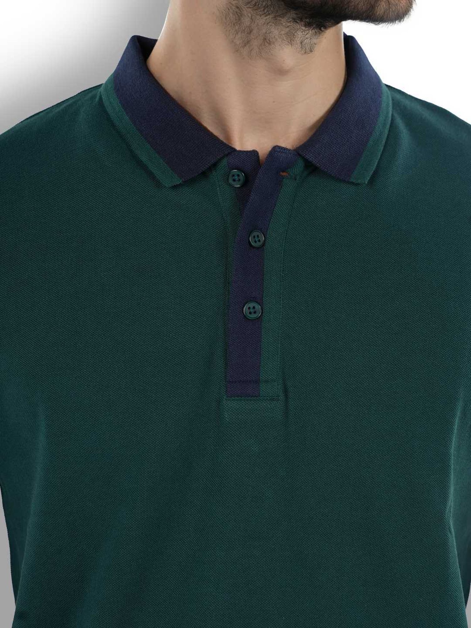 Celio* Green Cotton Regular Fit Polo T-Shirt