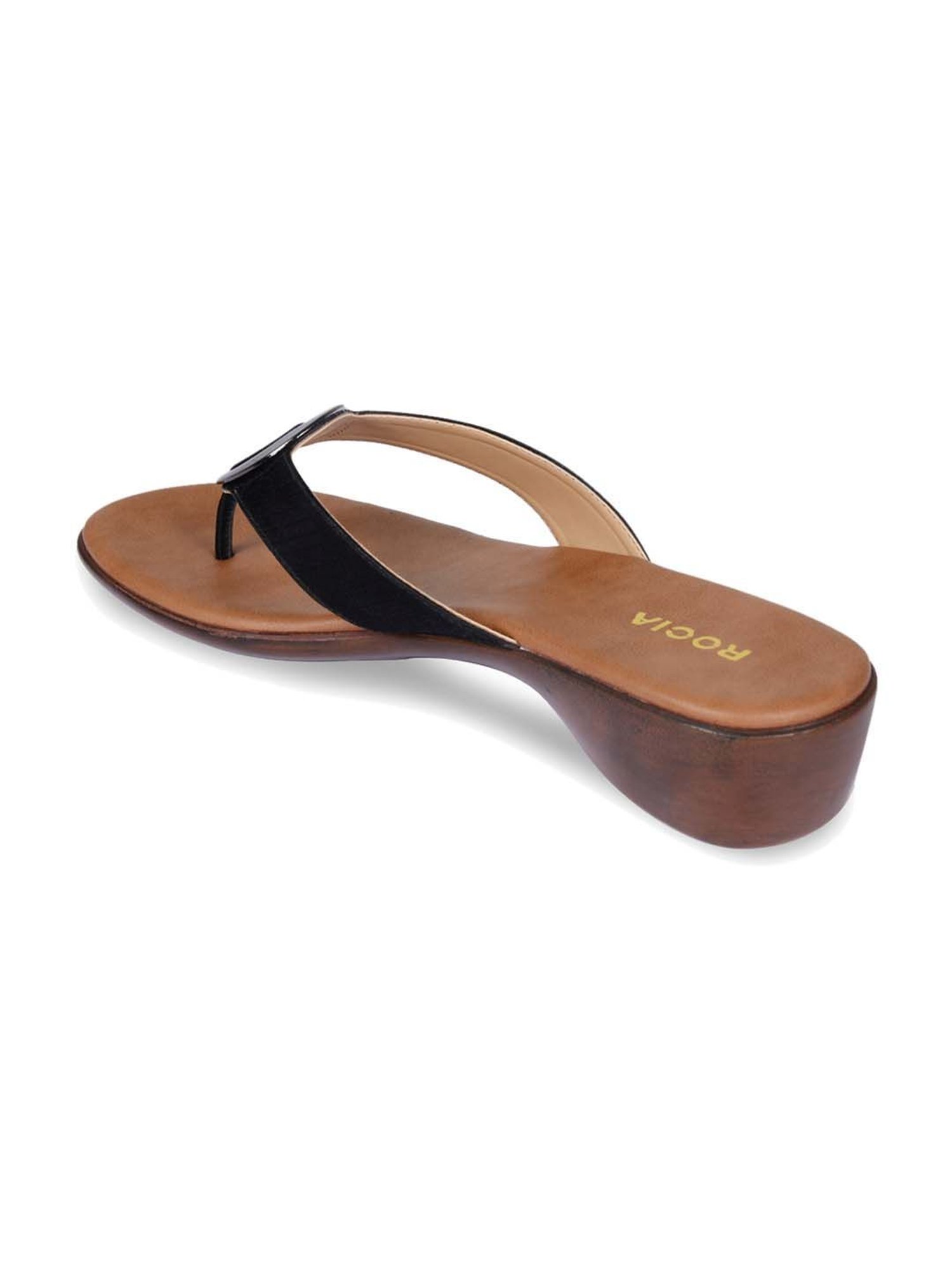 Rocia by Regal Women's Black Thong Wedges