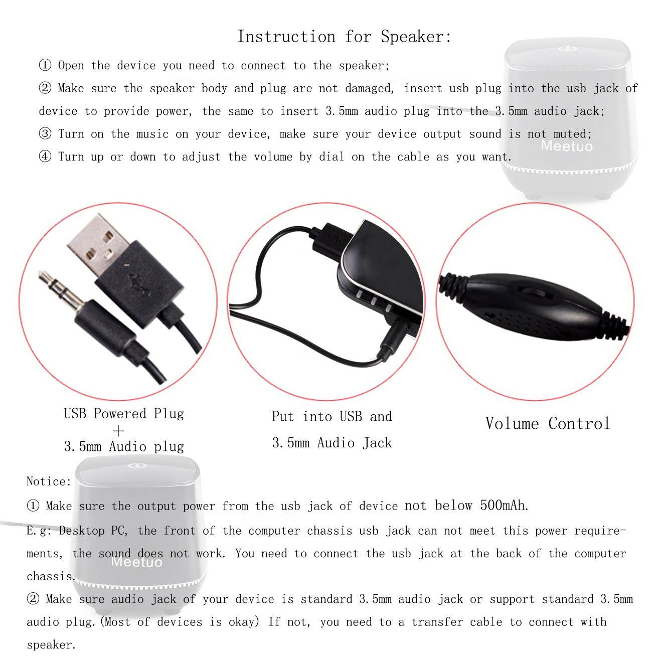 Wired Speaker, Portable Travel Loudspeaker with Novel Modeling/Mini Box Stereo Powered Home Audio with USB Plug for Notebook,Laptop,PC,Desktop Tablet (Black)