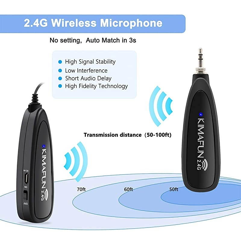 Wireless Microphone Headset  24G Wireless Microphone System Transmitter Receiver Headset and Handheld 2 in 1 for Voice Amplifier Recording Speaking Online Chatting G100