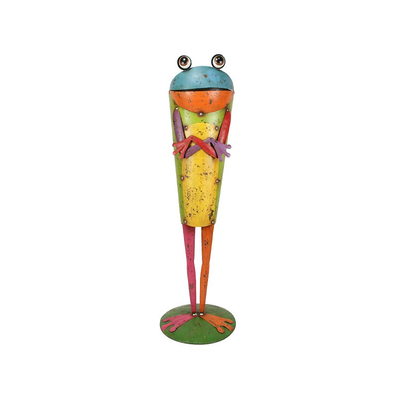 Northlight 24" Weathered Frog Outdoor Garden Planter - Yellow/Red