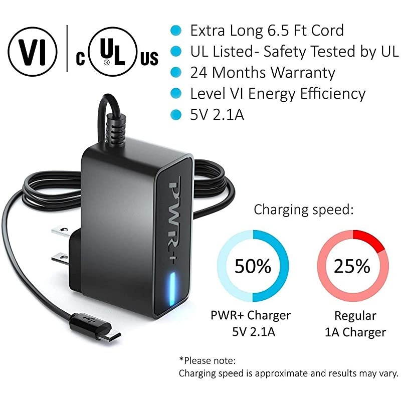 Extra Long 2.1A Cell-Phone-Charger LG-G2-G3-G4-G Flex X Power V10 Volt K7 K8 V Q6 Optimus F3 F6 L9 L70 L90 Zone 3 G Pro Tribute Leon Stylo 2 3 X Style Phoenix 2 Vista Cosmos Risio: USA UL Listed
