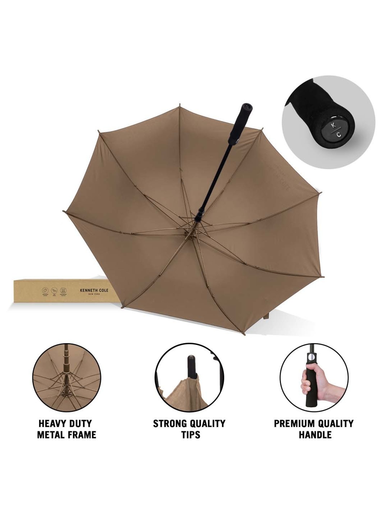 Kenneth Cole Beige Logo Umbrella