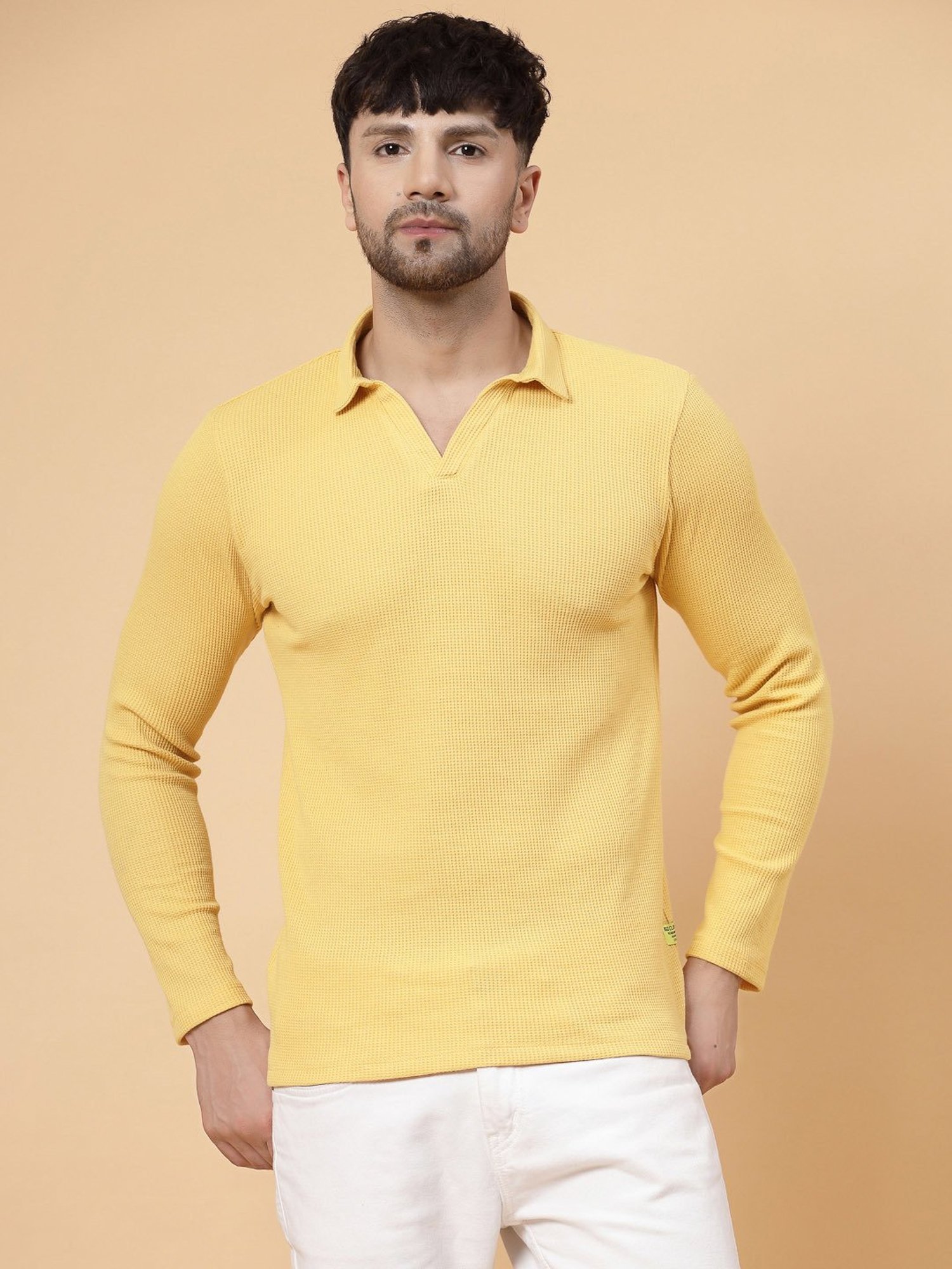 Rigo Yellow Regular Fit Printed Polo T-Shirt