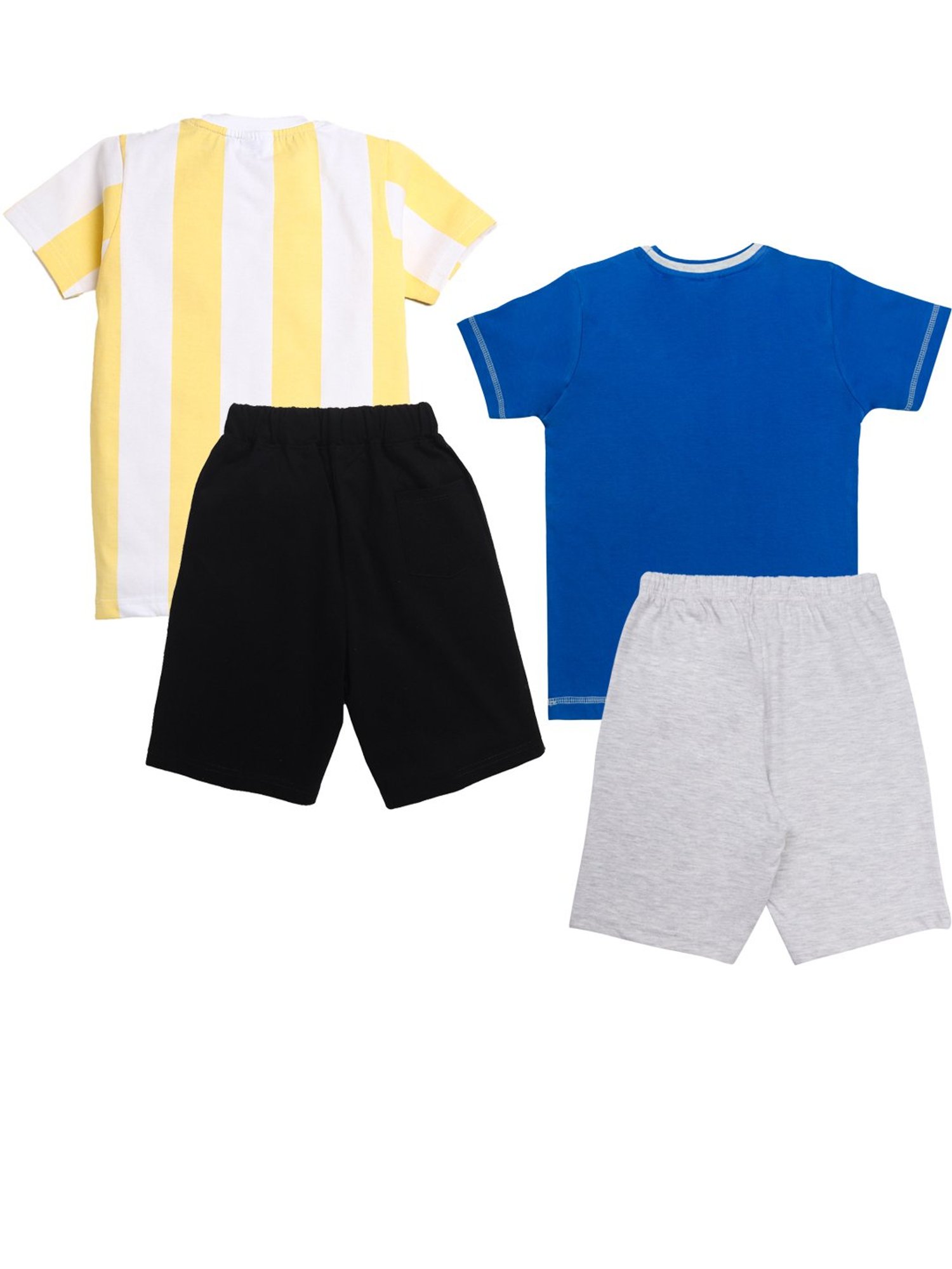 Todd N Teen Kids Blue & Yellow Printed T-Shirt with Bermudas (Pack Of 2)