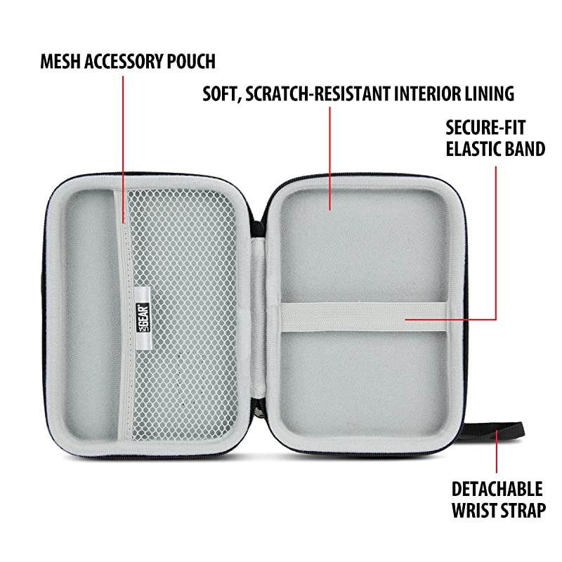 Travel Electronics Organizer 65 Inch Zipper Case with Hard Shell Case Exterior and Accessory Pocket Charger Organizer Accessory Organizer Cable Travel Organizer and More Black