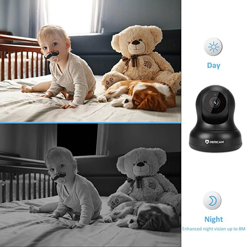 Wireless Security Camera, WiFi Home Indoor Camera, IP Camera 1080P Camera, 2 Way Audio Night Vision with an Additional 5dBi Powerful Antenna, Pan/Tilt Control for Home, Business, Baby Monitor