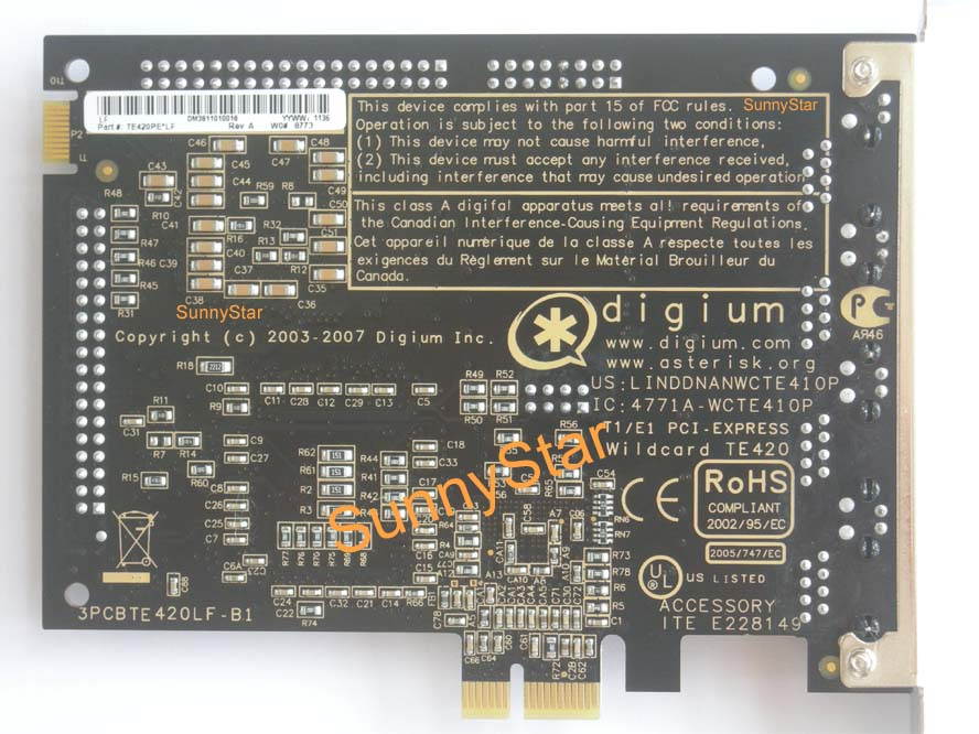 TE420 4 T1 / E1/ J1 Ports PCI Express Voip Asterisk Card + Hardware Vpmoct128 Echo Cancellation Module,te420B