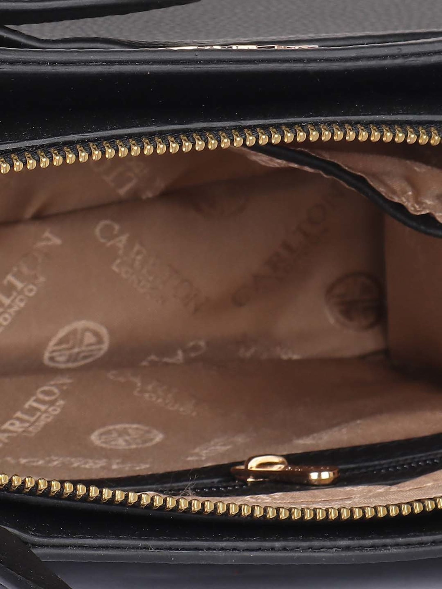Carlton London Black Solid Medium Handbag