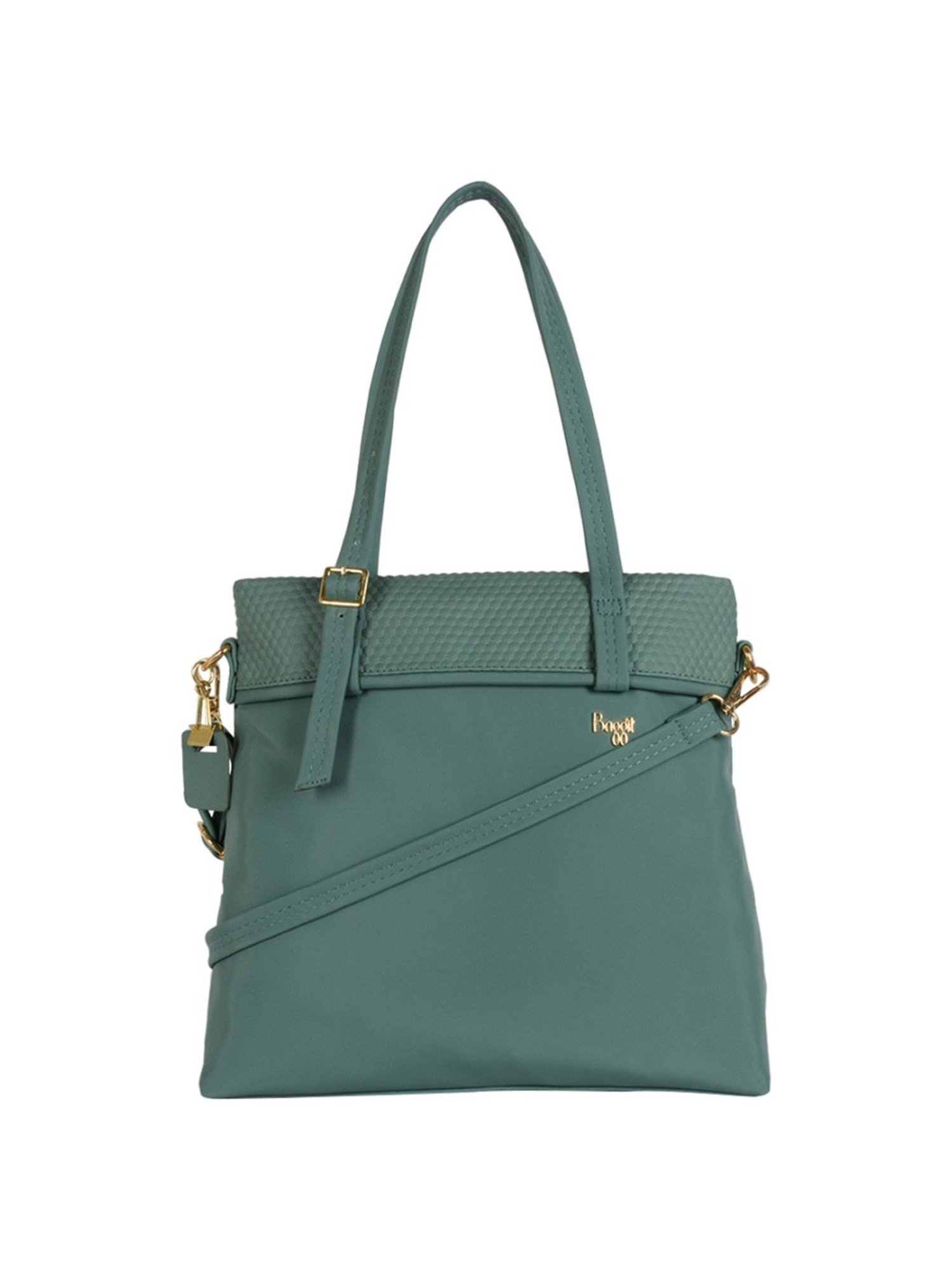 Baggit Green Textured Medium Tote Handbag