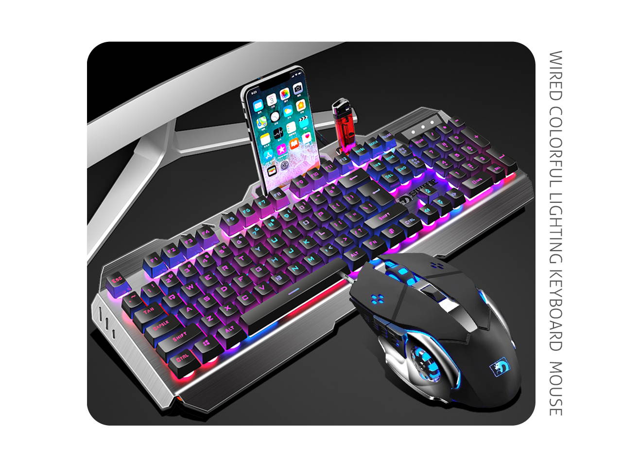 LIMEIDE K670 Gaming Keyboard and Mouse Combo,Backlit Wired Gaming Keyboard and RGB Gaming Mouse, LED 104 Keys USB Ergonomic Keyboard(Black)