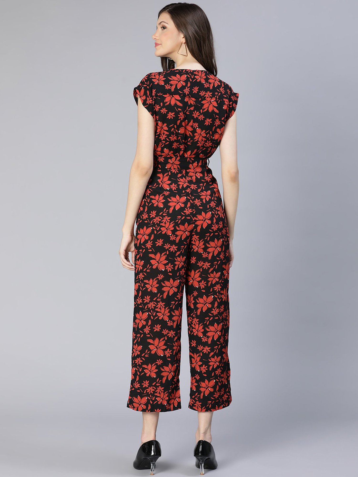 Belle Fille Black Floral Print Jumpsuit