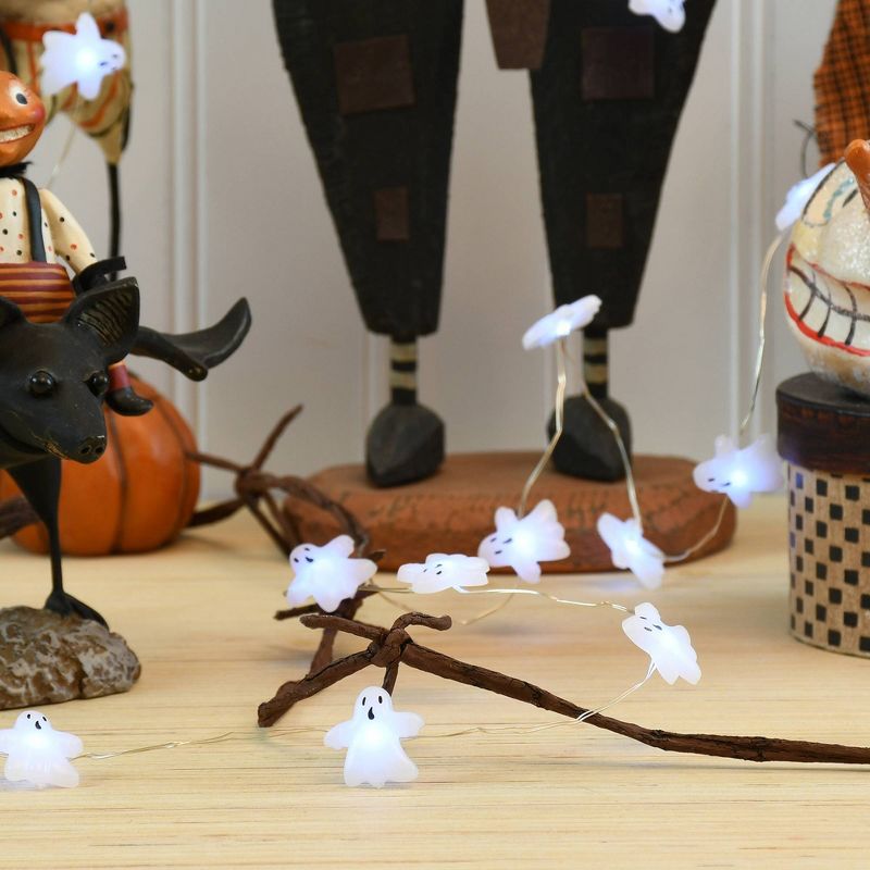 Lumabase 2ct Battery Operated LED Ghost Halloween Mini String Lights