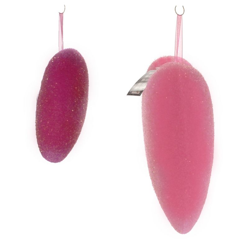 Valentine's Day 9.25" Flocked Hanging Hearts Set / 2 Decor Love Decorate Decoration One Hundred 80 Degree  -  Decorative Figurines