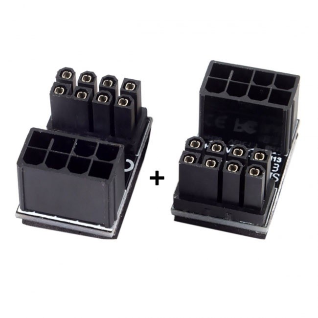CY ATX 8Pin Female to 8pin Male 180 Degree AngledPower Adapter for Desktops Graphics Card PW-009