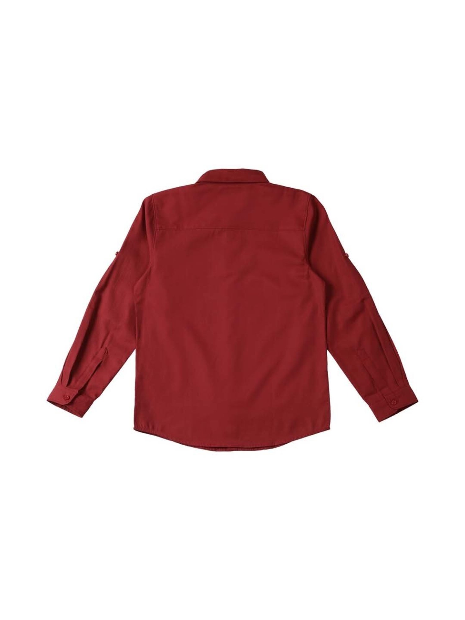 Allen Solly Junior Maroon Logo Full Sleeves Shirt