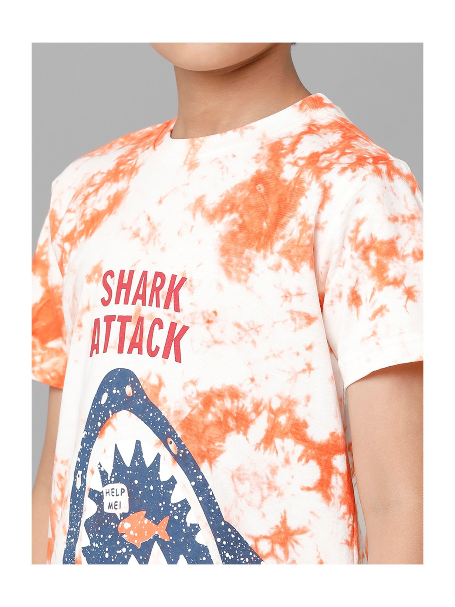 Under Fourteen Only Kids Orange & White Printed T-Shirt