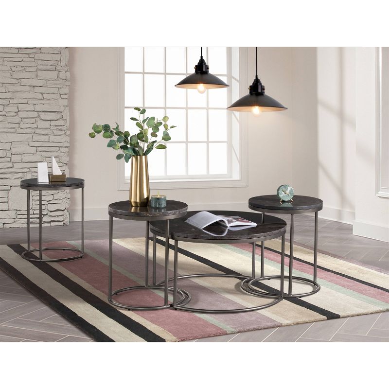 Round Nesting Cocktail Table Black/Gunmetal - Lane Home Furnishings