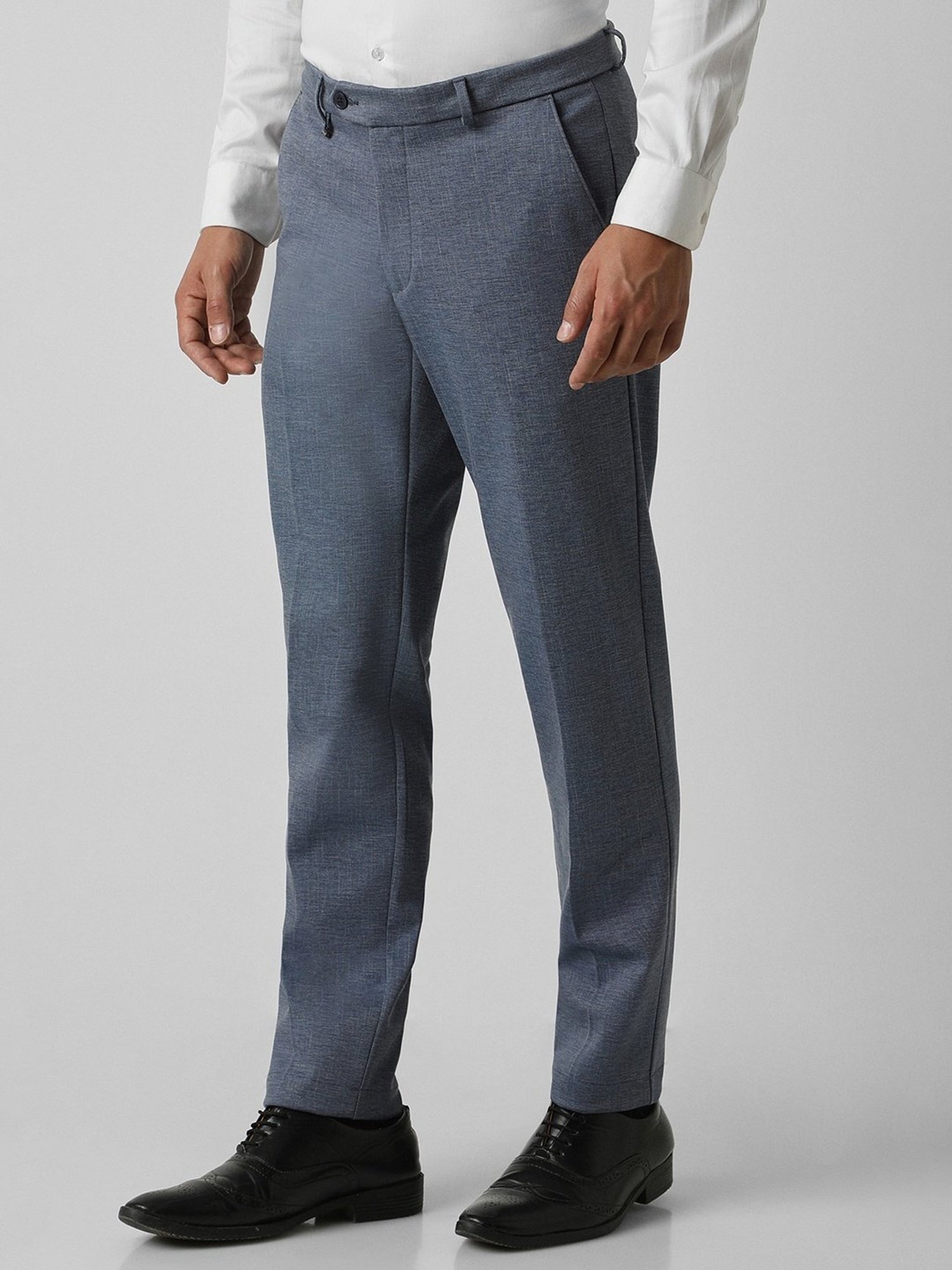 Van Heusen Blue Slim Fit Texture Trousers