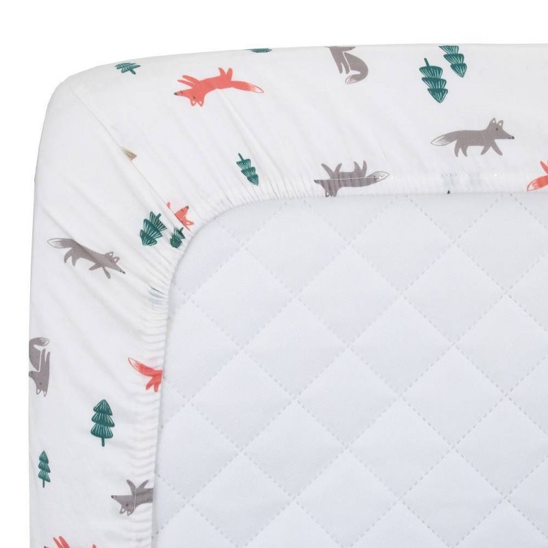 Carter's 100% Cotton Sateen Fitted Crib Sheet Fox Toss - Gray/Orange/Green