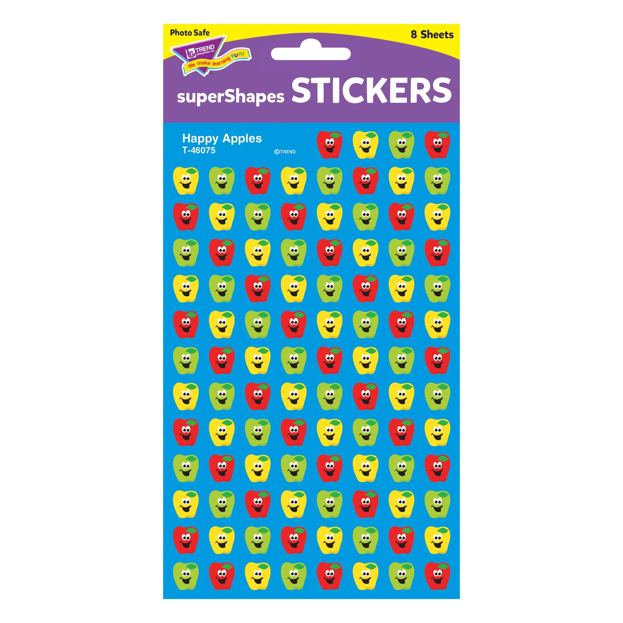 TREND ENTERPRISES INC. T-46075 HAPPY APPLES SUPERSHAPE SUPERSPOTS/ SHAPES STICKERS