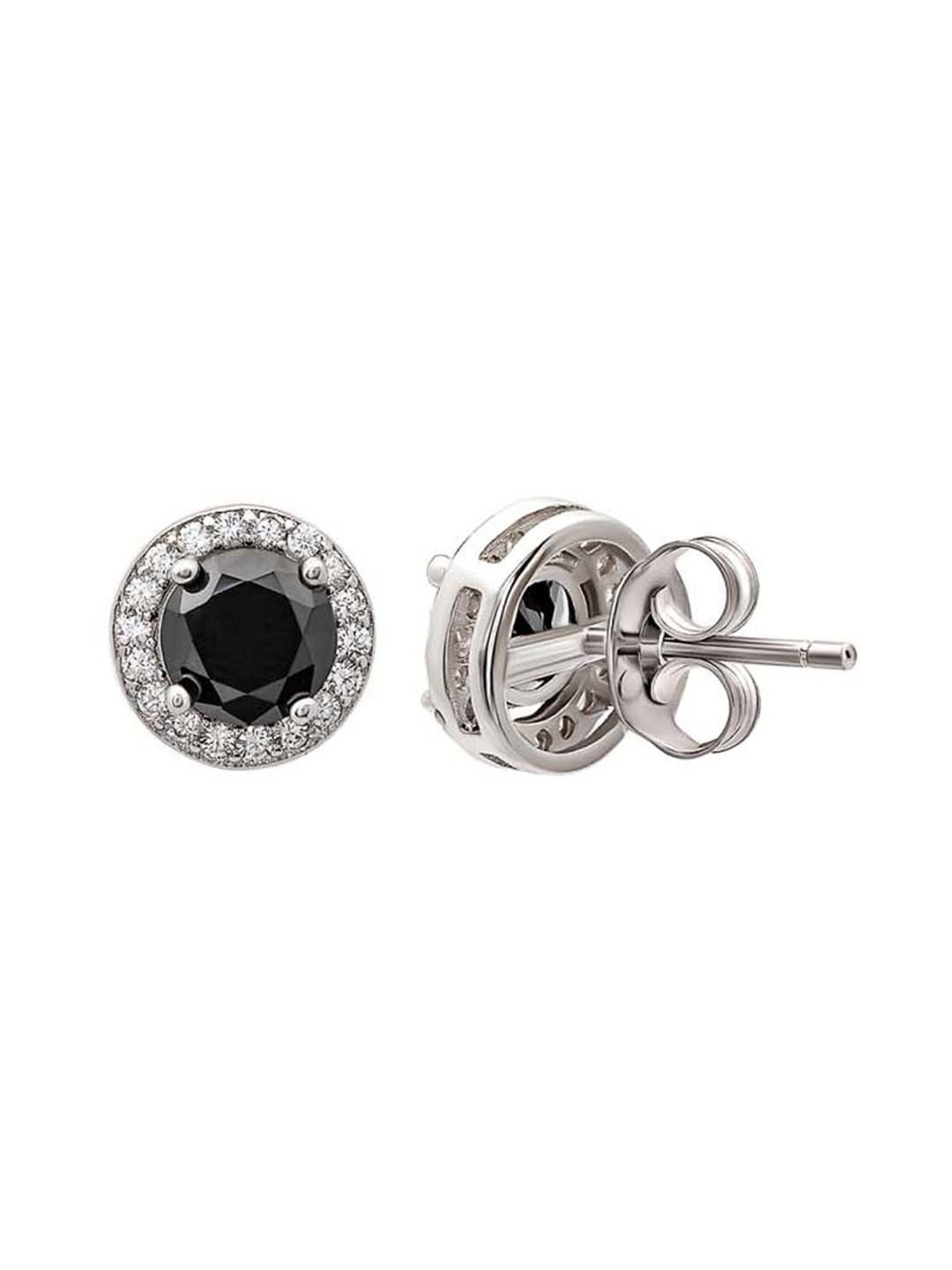Silberry 925 Sterling Silver Night Aura 6mm Round Stud Earrings for Women