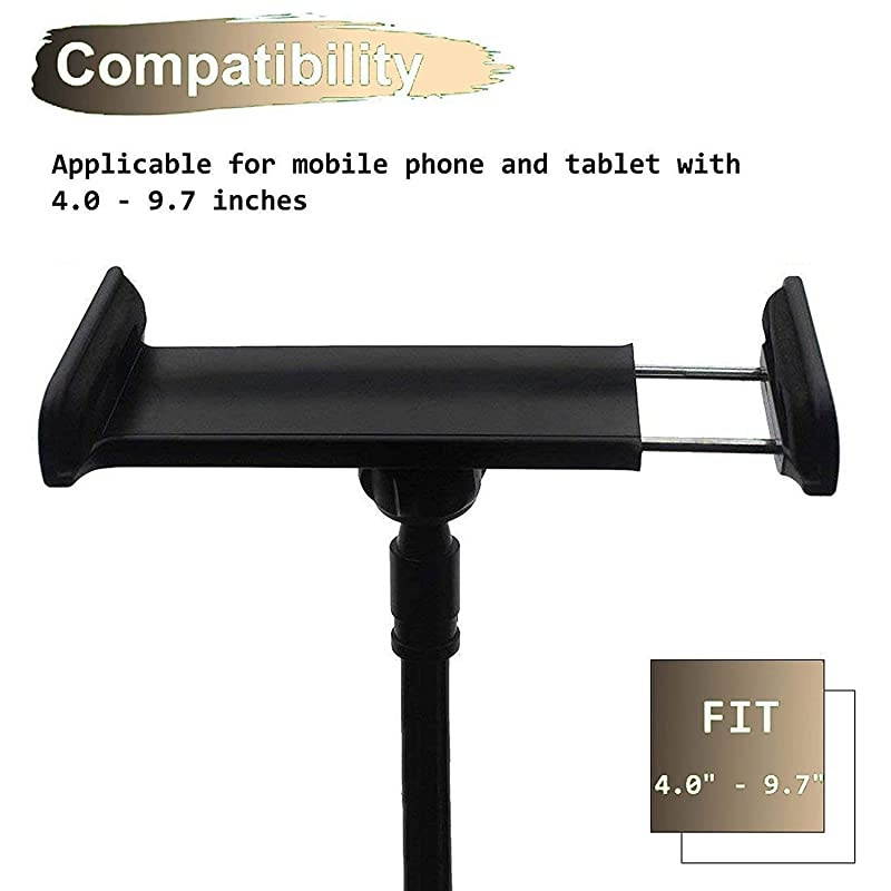amp Tablet 2 in 1 Stand Holder Clip with Grip Flexible Long Arm Gooseneck Bracket Mount Clamp Compatible with PadiPhone X8766s Plus Samsung S8S7  Kindle Fire HD and More Black