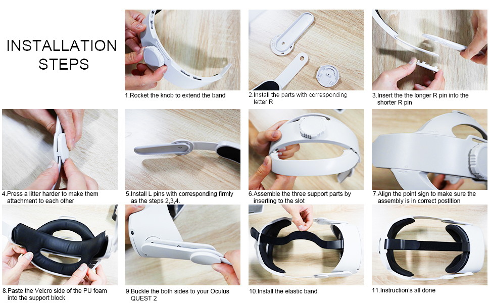 Split Structure Head Strap Compatible for Oculus Quest 2 with Head Cushion, Replacement for Elite Strap, Fits The Official Quest 2 Carrying Case, Lightweight Portable Storage