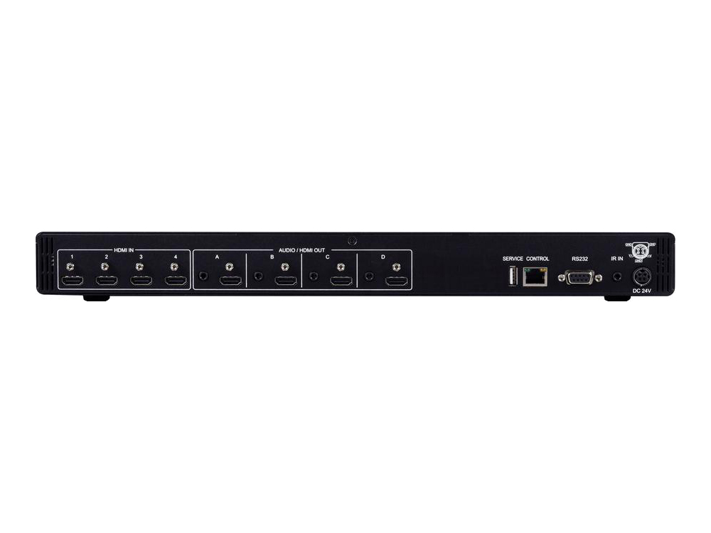 A-NeuVideo 4x4 4K60 HDR HDMI Matrix Routing Switcher with 1080 Down Scaling/Analog Audio Output