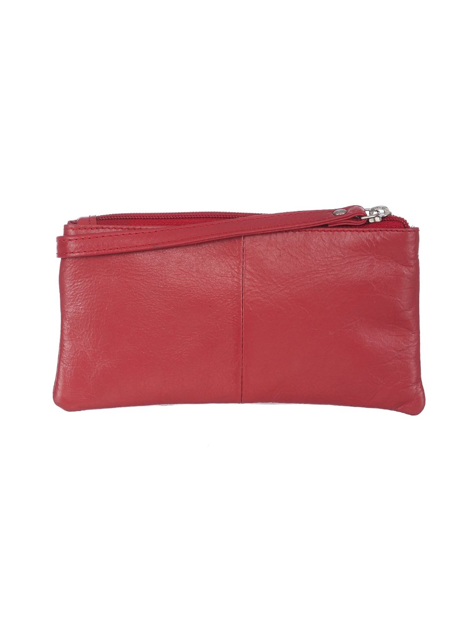 Kara Red Solid Leather Wristlet