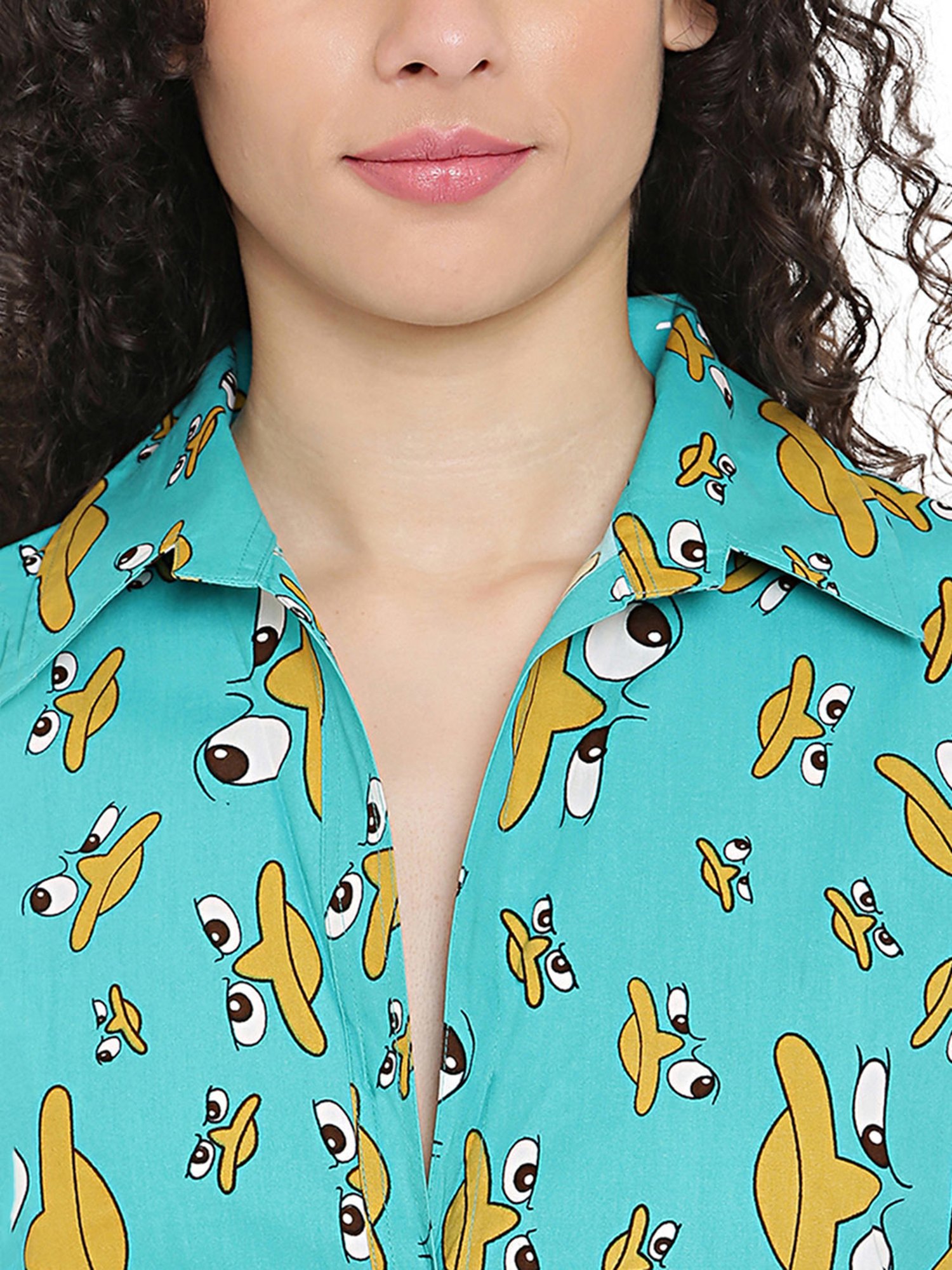 La Intimo Green Printed Night Shirt