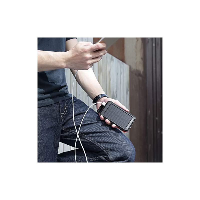 10000mAh Solar Power Bank,  Portable Solar Panels with Flashlight & Compass Waterproof Solar Power Bank, Solar Phone Charger-