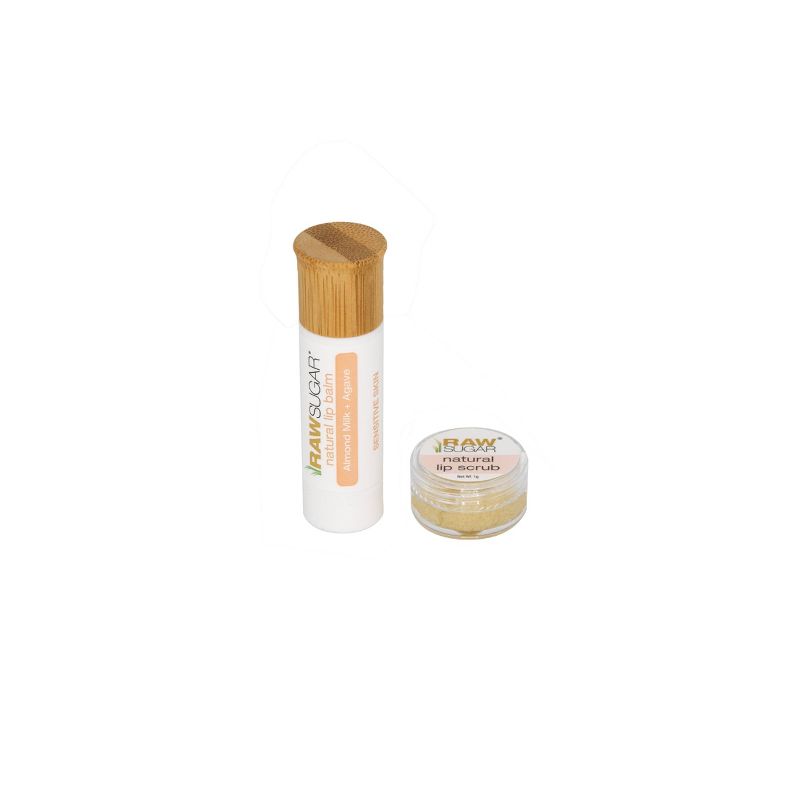 Raw Sugar Sensitive Lip Balm + Lip Scrub - Almond Milk + Agave - 0.25oz/2pk