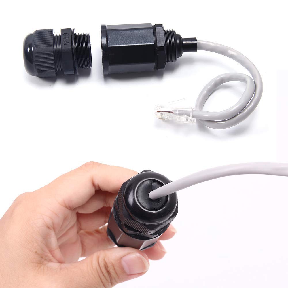 (5 Pack) RJ45 Waterproof Connector IP67 Ethernet Network Cable Connector double head Outdoor Lan Coupler Adapter  Cat5 6 8P8C,Locking Waterproof CAT6 RJ45 Female to Female Lan Ethernet Network coupler