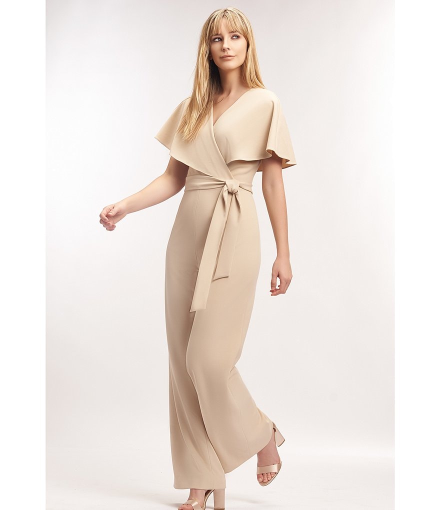 Alex Marie Beth Wrap Cape Sleeve Machine Washable Jumpsuit