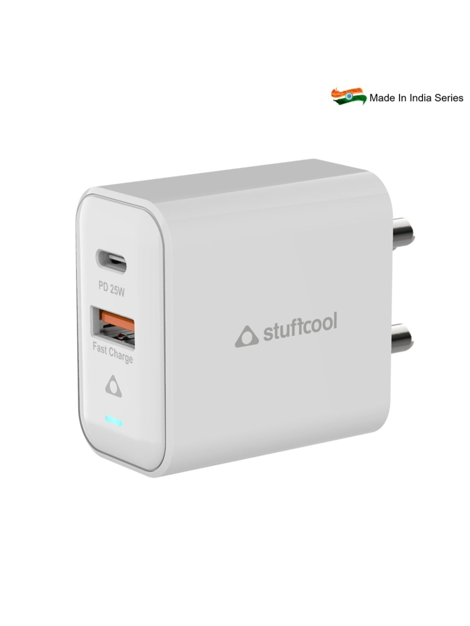 Stuffcool Flow PPS 25W Type-C PD + USB-A Dual Port Wall Charger (White)