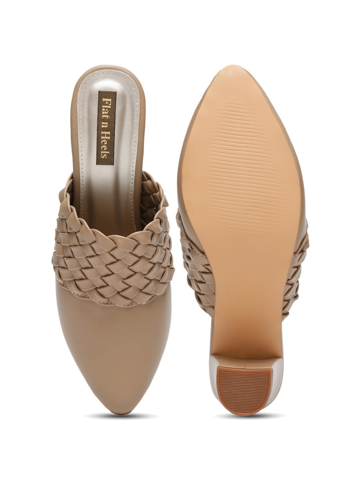 Flat N Heels Women's Beige Mule Shoes