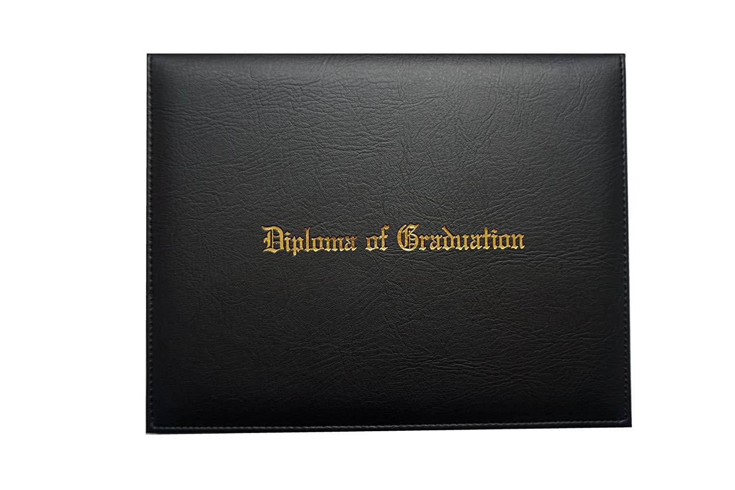 Certificate Cover Imprinted "Diploma Of Graduation" Faux-leather Diploma Holder 8.5" x 11" Grad Days(Black)