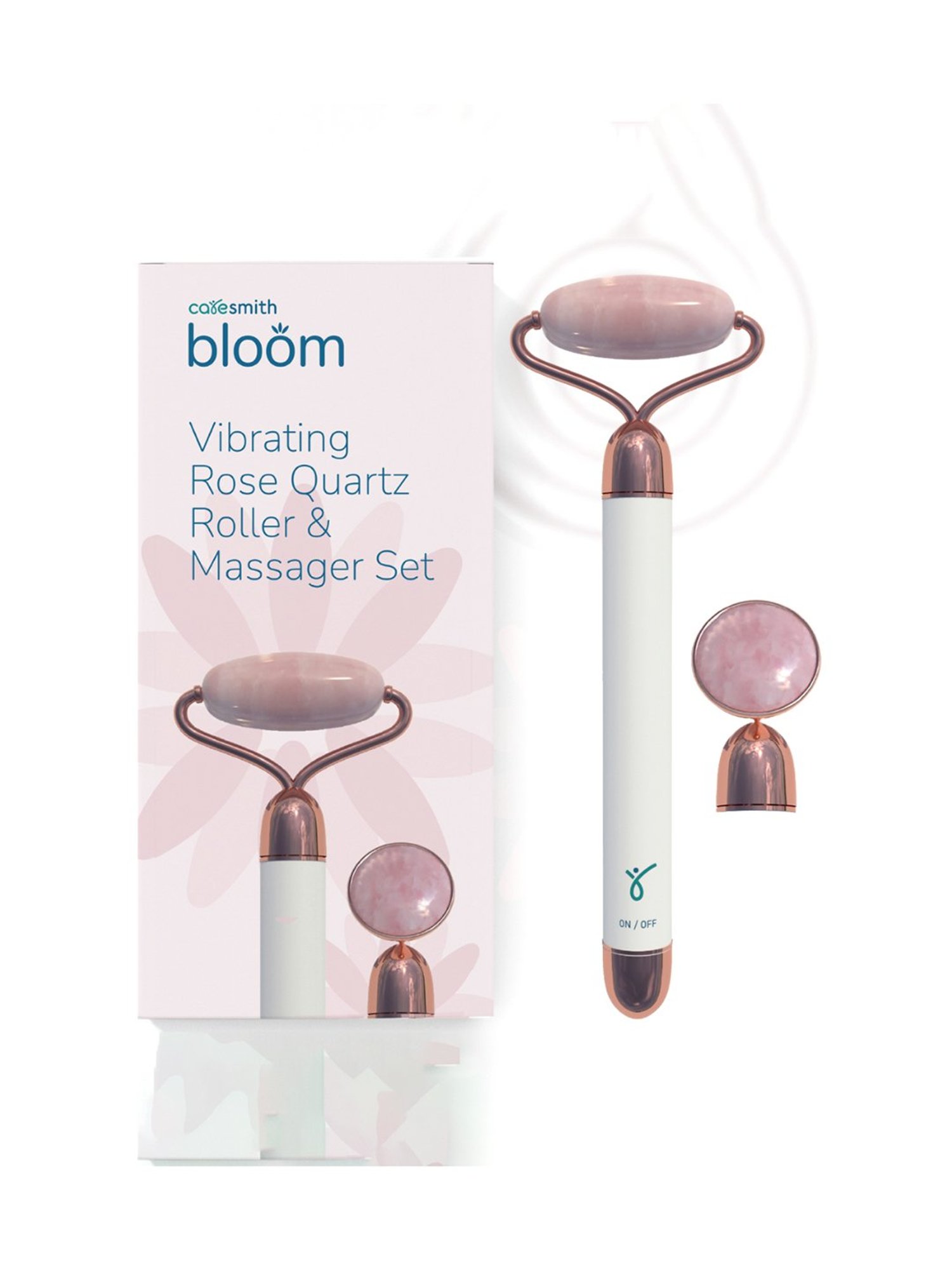 Caresmith Bloom CS69 Vibrating Rose Quartz Face Roller (White)